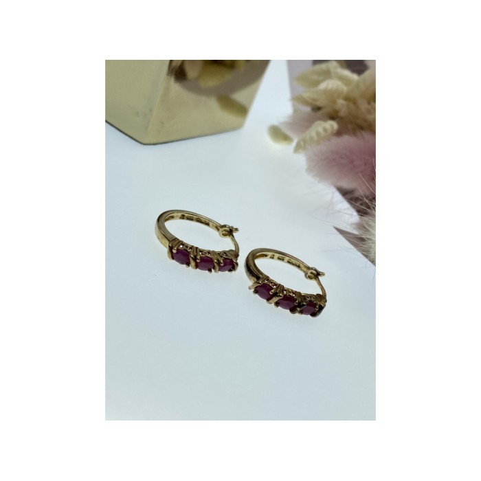 925 Sterling Silver Gold Plated Pink Spinel Earrings