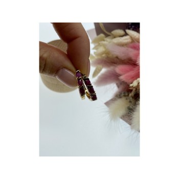 925 Sterling Silver Gold Plated Pink Spinel Earrings