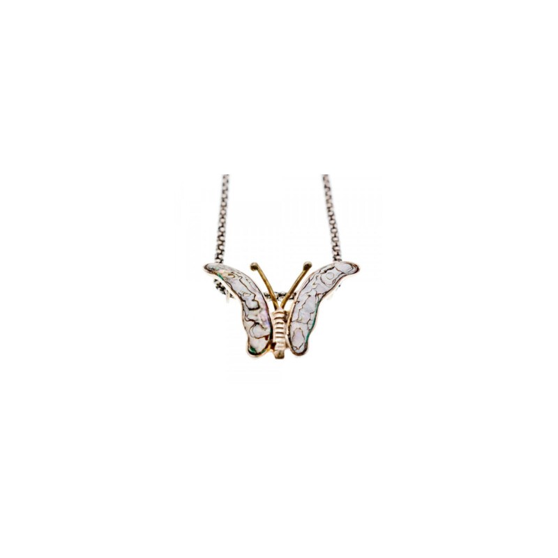 925 Sterling Silver Gold Plated Haliotis Butterfly Chain With Pendant