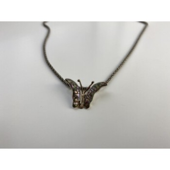 925 Sterling Silver Gold Plated Haliotis Butterfly Chain With Pendant