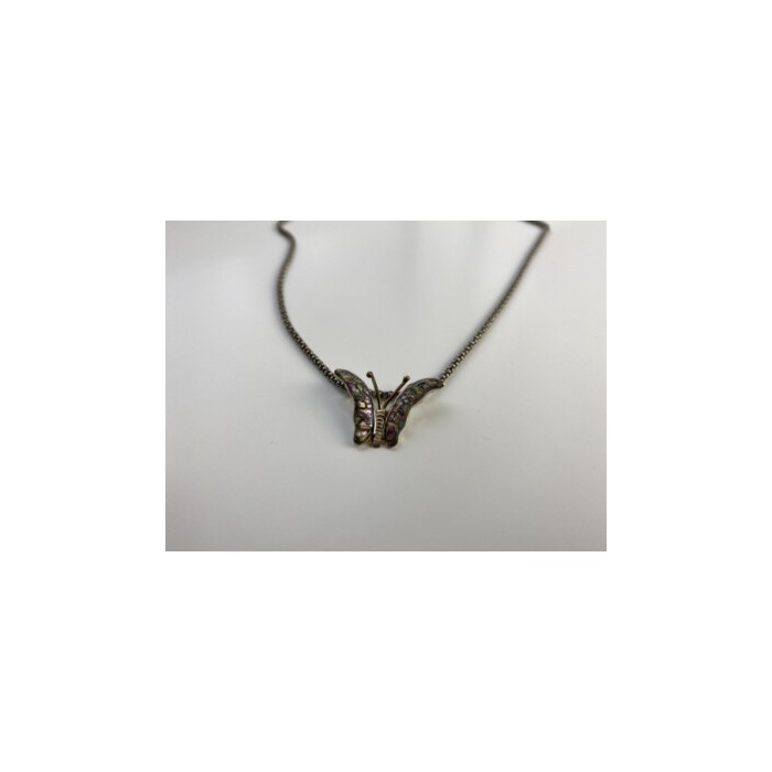 925 Sterling Silver Gold Plated Haliotis Butterfly Chain With Pendant