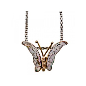 925 Sterling Silver Gold Plated Haliotis Butterfly Chain With Pendant