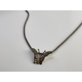 925 Sterling Silver Gold Plated Haliotis Butterfly Chain With Pendant