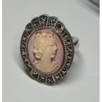 Vintage Cameo 925 Sterling Silver Ring Size 5