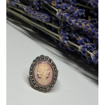 Vintage Cameo 925 Sterling Silver Ring Size 5