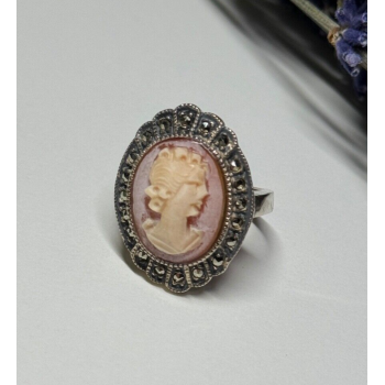 Vintage Cameo 925 Sterling Silver Ring Size 5