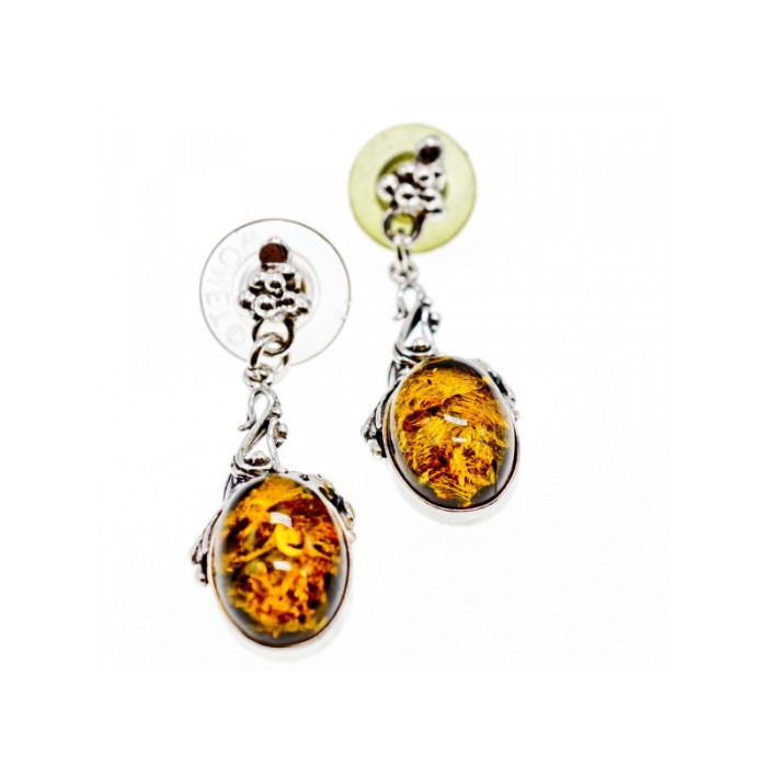 925 Sterling Silver Amber Earrings