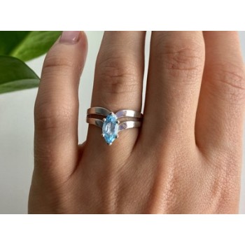925 Sterling Silver Paraiba Tourmaline Ring Size 8
