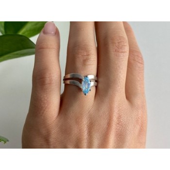 925 Sterling Silver Paraiba Tourmaline Ring Size 8