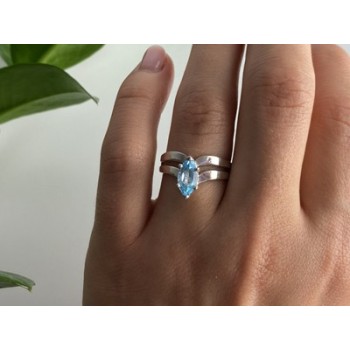 925 Sterling Silver Paraiba Tourmaline Ring Size 8