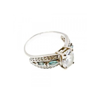 925 Sterling Silver White Beryl & Topaz Ring Size 11.75