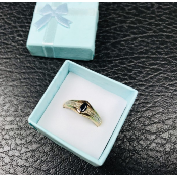 925 Sterling Silver Gold Plated Dark Blue Spinel Ring Size 8