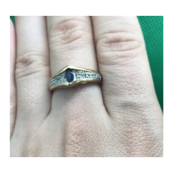 925 Sterling Silver Gold Plated Dark Blue Spinel Ring Size 8