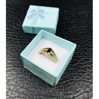 925 Sterling Silver Gold Plated Dark Blue Spinel Ring Size 8