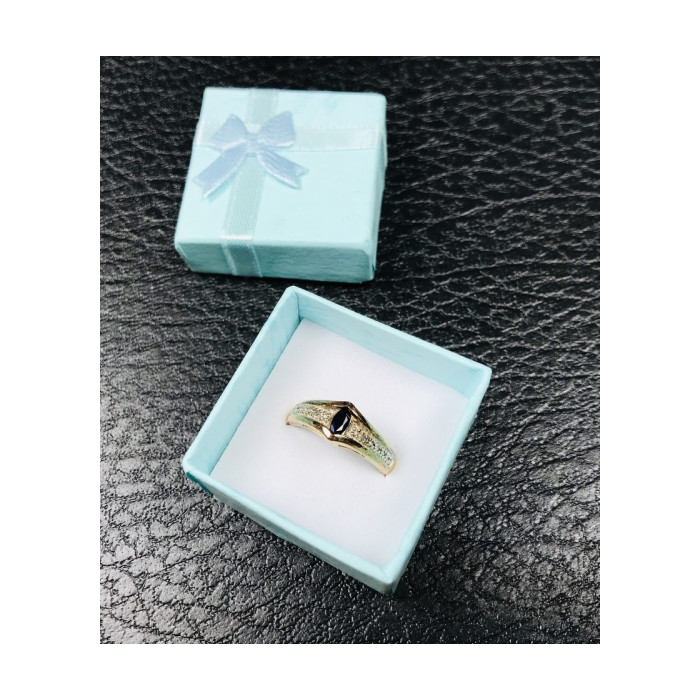 925 Sterling Silver Gold Plated Dark Blue Spinel Ring Size 8