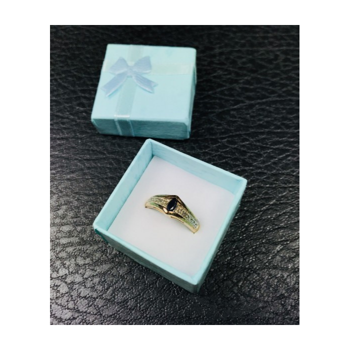 925 Sterling Silver Gold Plated Dark Blue Spinel Ring Size 8