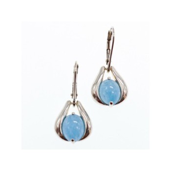 925 Sterling Silver Blue Agate Earrings