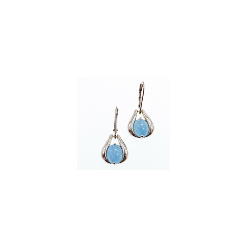 925 Sterling Silver Blue Agate Earrings
