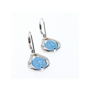 925 Sterling Silver Blue Agate Earrings