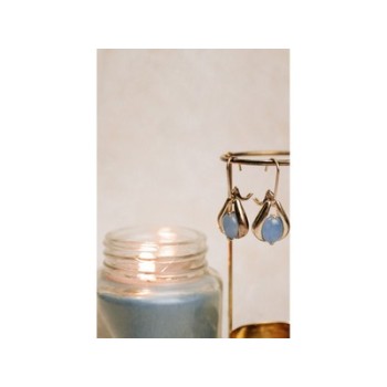 925 Sterling Silver Blue Agate Earrings