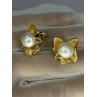 925 STERLING SILVER GOLD PLATED PEARL EARRINGS LENGTH 0.9 INCH