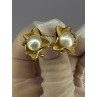 925 STERLING SILVER GOLD PLATED PEARL EARRINGS LENGTH 0.9 INCH