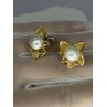 925 STERLING SILVER GOLD PLATED PEARL EARRINGS LENGTH 0.9 INCH