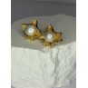 925 STERLING SILVER GOLD PLATED PEARL EARRINGS LENGTH 0.9 INCH