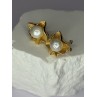 925 STERLING SILVER GOLD PLATED PEARL EARRINGS LENGTH 0.9 INCH