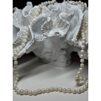 14K WHITE GOLD PEARL NECKLACE LENGTH 23 INCH