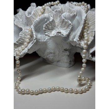 14K WHITE GOLD PEARL NECKLACE LENGTH 23 INCH