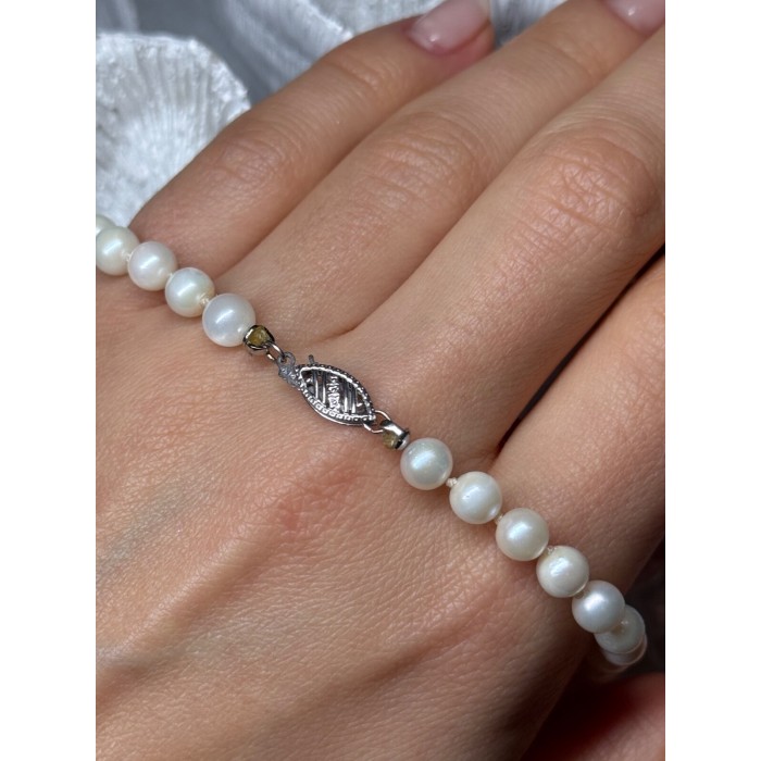 14K WHITE GOLD PEARL NECKLACE LENGTH 23 INCH