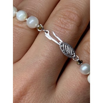 14K WHITE GOLD PEARL NECKLACE LENGTH 23 INCH