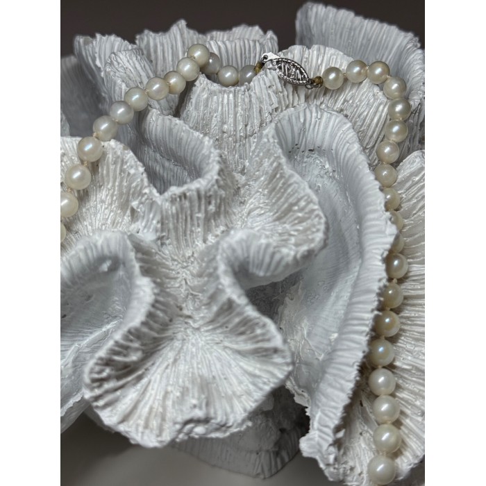 14K WHITE GOLD PEARL NECKLACE LENGTH 23 INCH