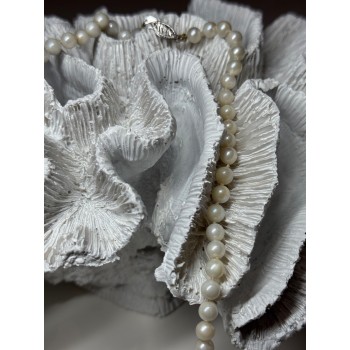 14K WHITE GOLD PEARL NECKLACE LENGTH 23 INCH