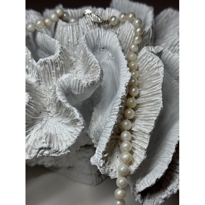 14K WHITE GOLD PEARL NECKLACE LENGTH 23 INCH