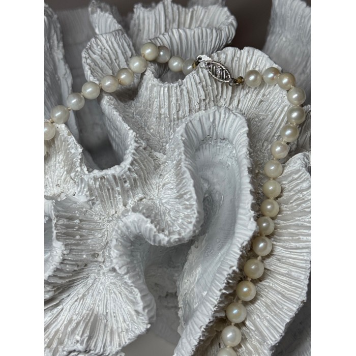 14K WHITE GOLD PEARL NECKLACE LENGTH 23 INCH