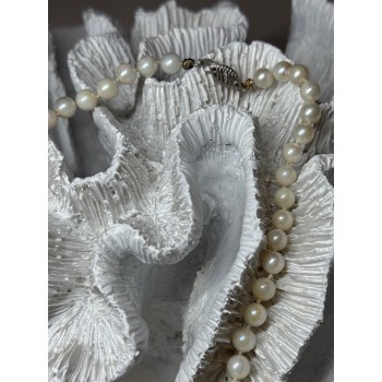 14K WHITE GOLD PEARL NECKLACE LENGTH 23 INCH