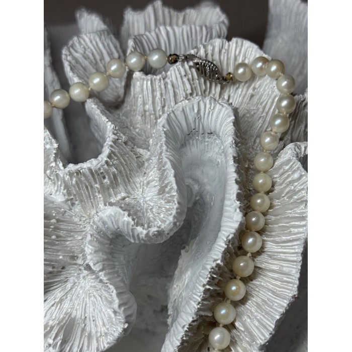 14K WHITE GOLD PEARL NECKLACE LENGTH 23 INCH