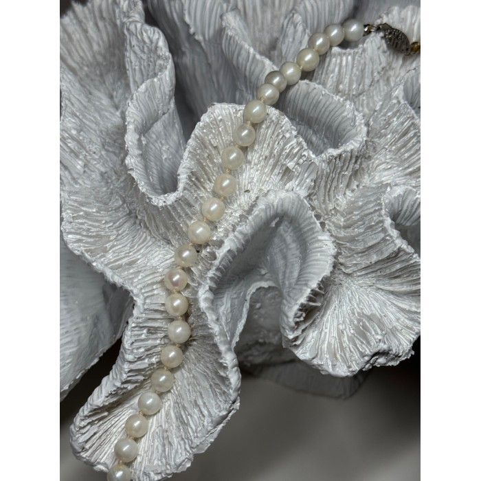 14K WHITE GOLD PEARL NECKLACE LENGTH 23 INCH