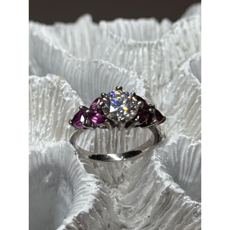 925 Sterling Silver Ring Shiny Sapphire & Spinel Size 7