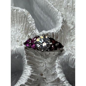 925 Sterling Silver Ring Shiny Sapphire & Spinel Size 7
