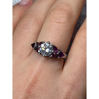 925 Sterling Silver Ring Shiny Sapphire & Spinel Size 7