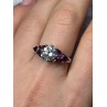 925 Sterling Silver Ring Shiny Sapphire & Spinel Size 7