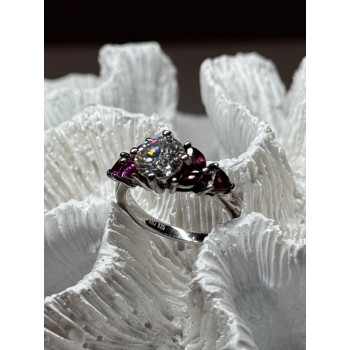 925 Sterling Silver Ring Shiny Sapphire & Spinel Size 7