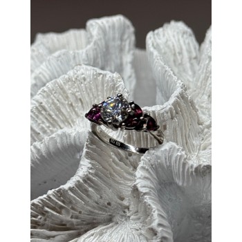 925 Sterling Silver Ring Shiny Sapphire & Spinel Size 7