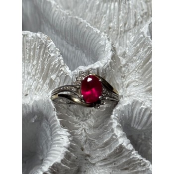 925 Sterling Silver & 10k Yellow Gold Ruby Ring Size 6