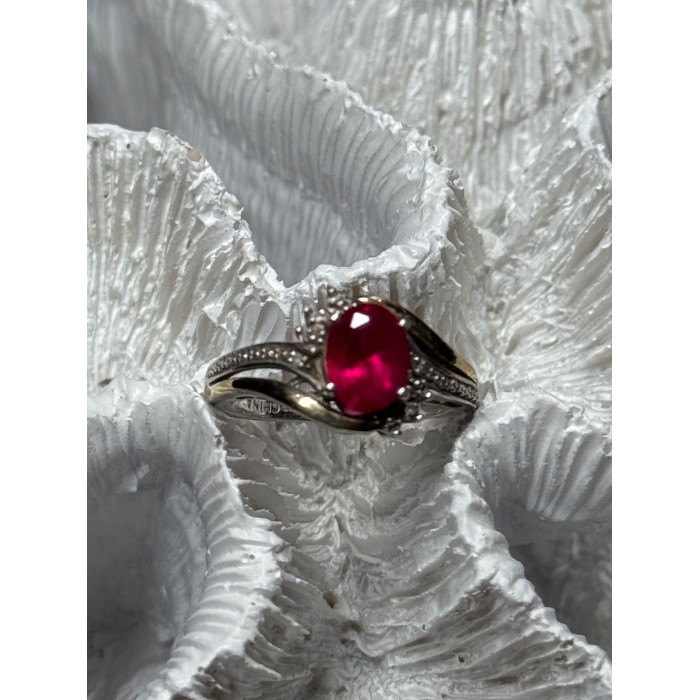 925 Sterling Silver & 10k Yellow Gold Ruby Ring Size 6