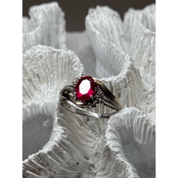 925 Sterling Silver & 10k Yellow Gold Ruby Ring Size 6