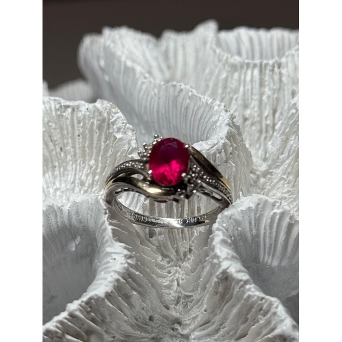 925 Sterling Silver & 10k Yellow Gold Ruby Ring Size 6